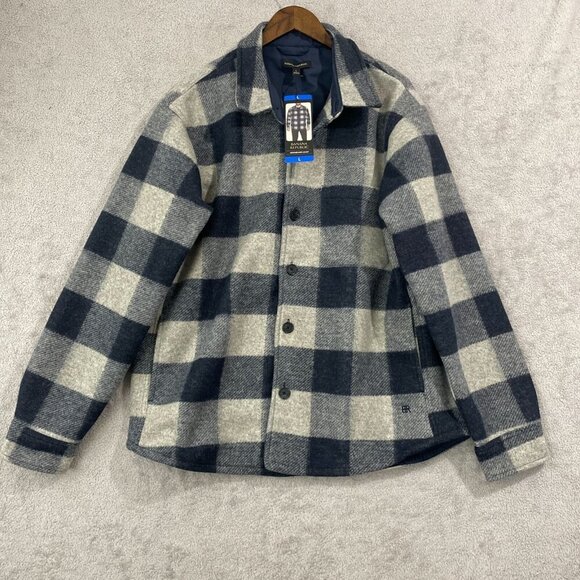NEW Banana Republic Mens L Heritage Shirt Jacket Blue & Gray Plaid Large - Picture 2 of 10